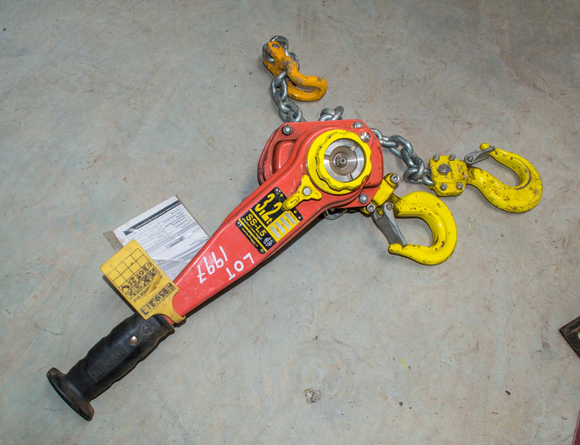 Hackett 3.2 tonne lever hoist A850817