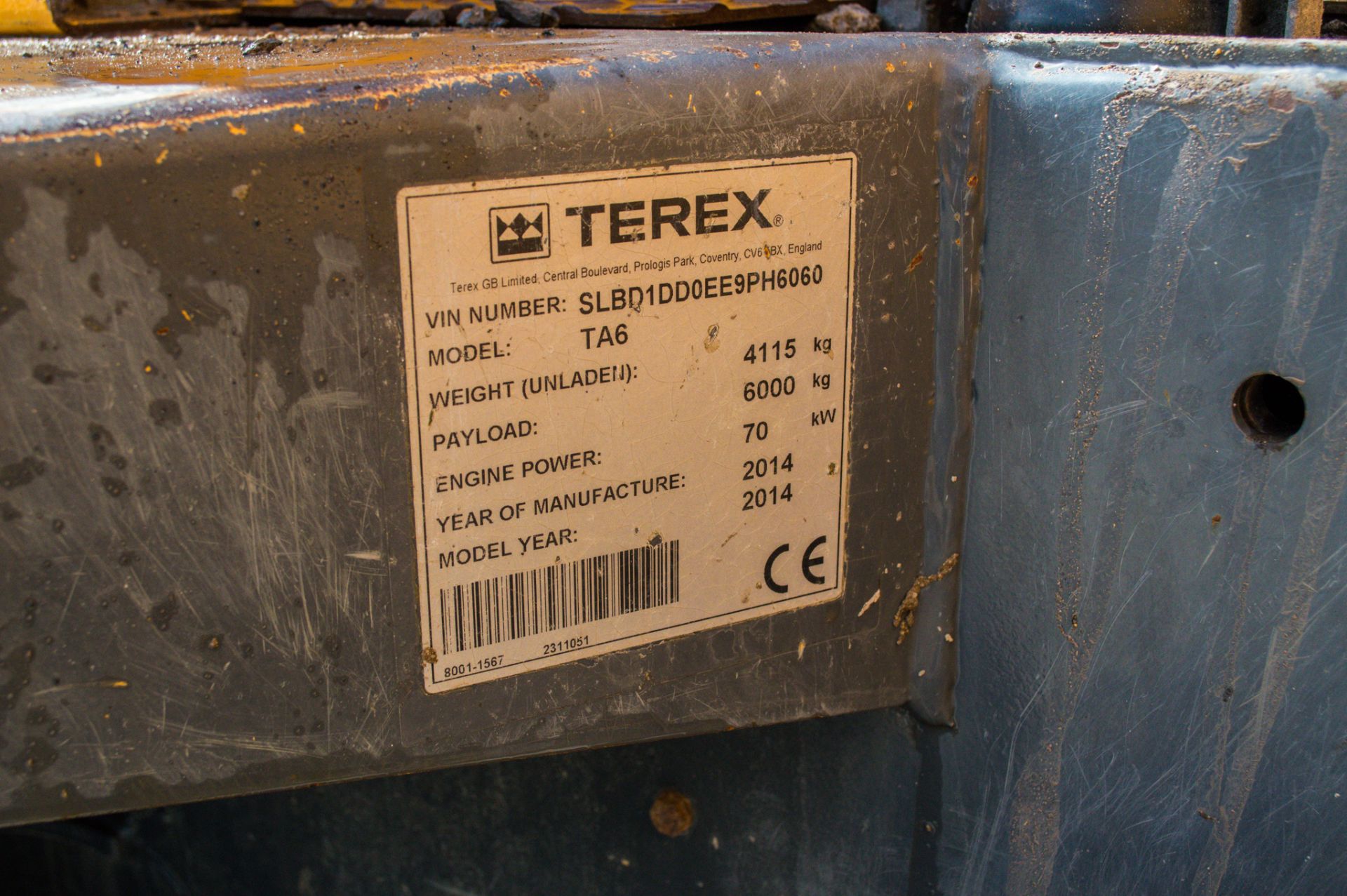 Terex TA6 6 tonne straight skip dumper Year: 2014 S/N: PH6060 Recorded Hours: 2227 - Bild 22 aus 22
