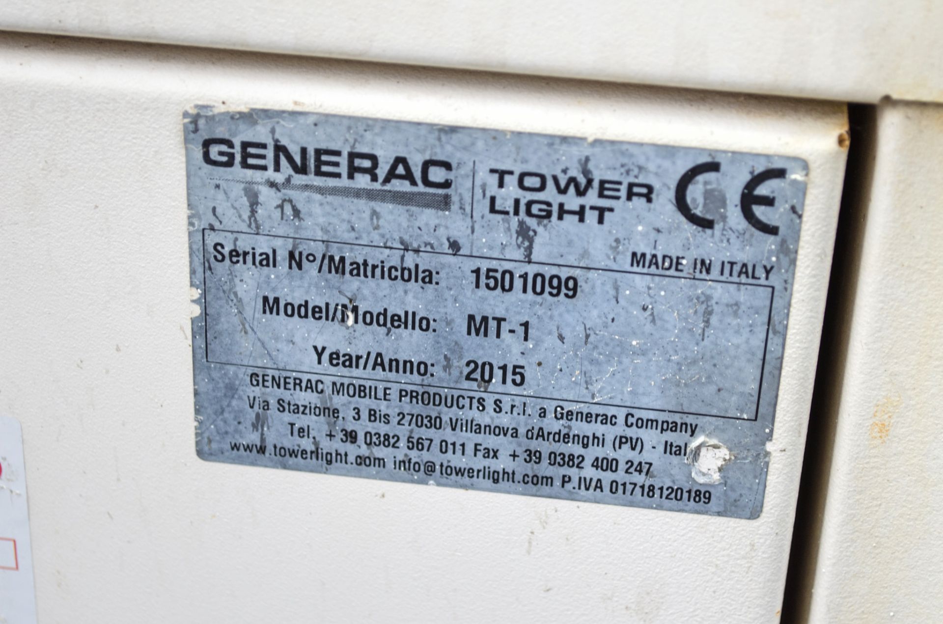 Generac MT-1 diesel driven LED pull around lighting tower Year: 2015 S/N: 1501099 Recorded Hours: - Image 7 of 7