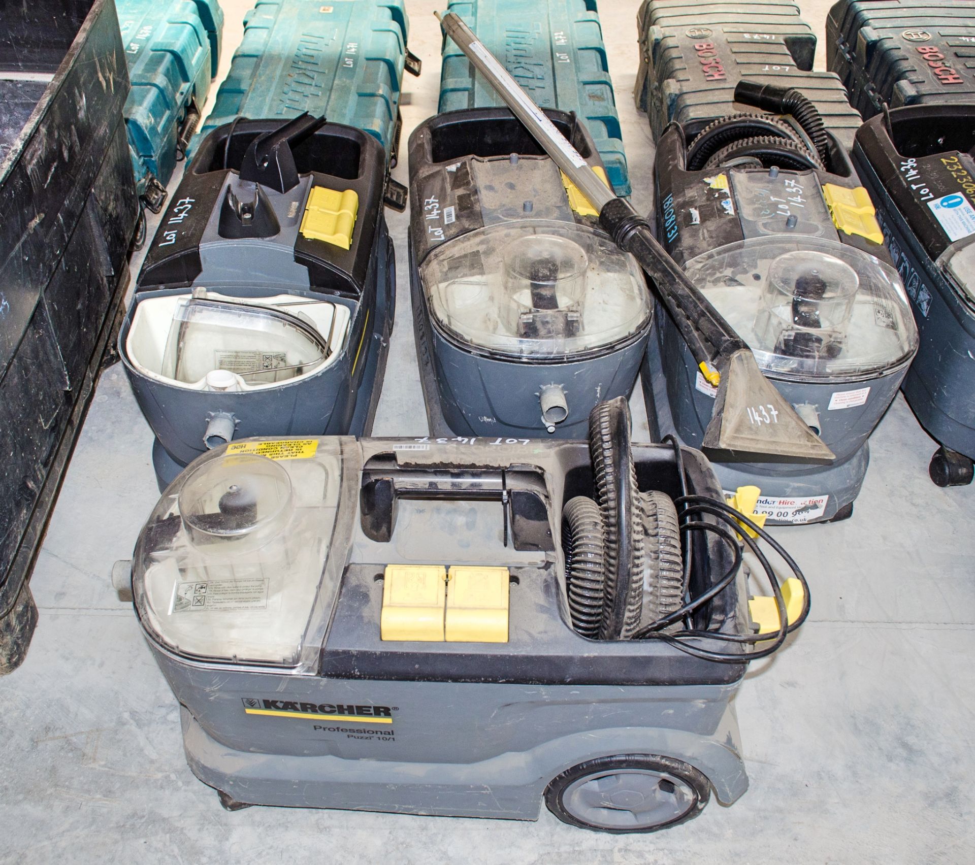 4 - Karcher 240v carpet cleaners ** All with parts missing **
