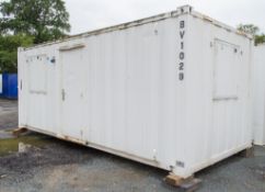 21 ft x 9 ft steel anti vandal office site unit BV1029 ** No key but unlocked & floor damaged **