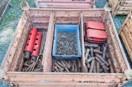 Meva stillage and contents of miscellaneous trench box components as photographed