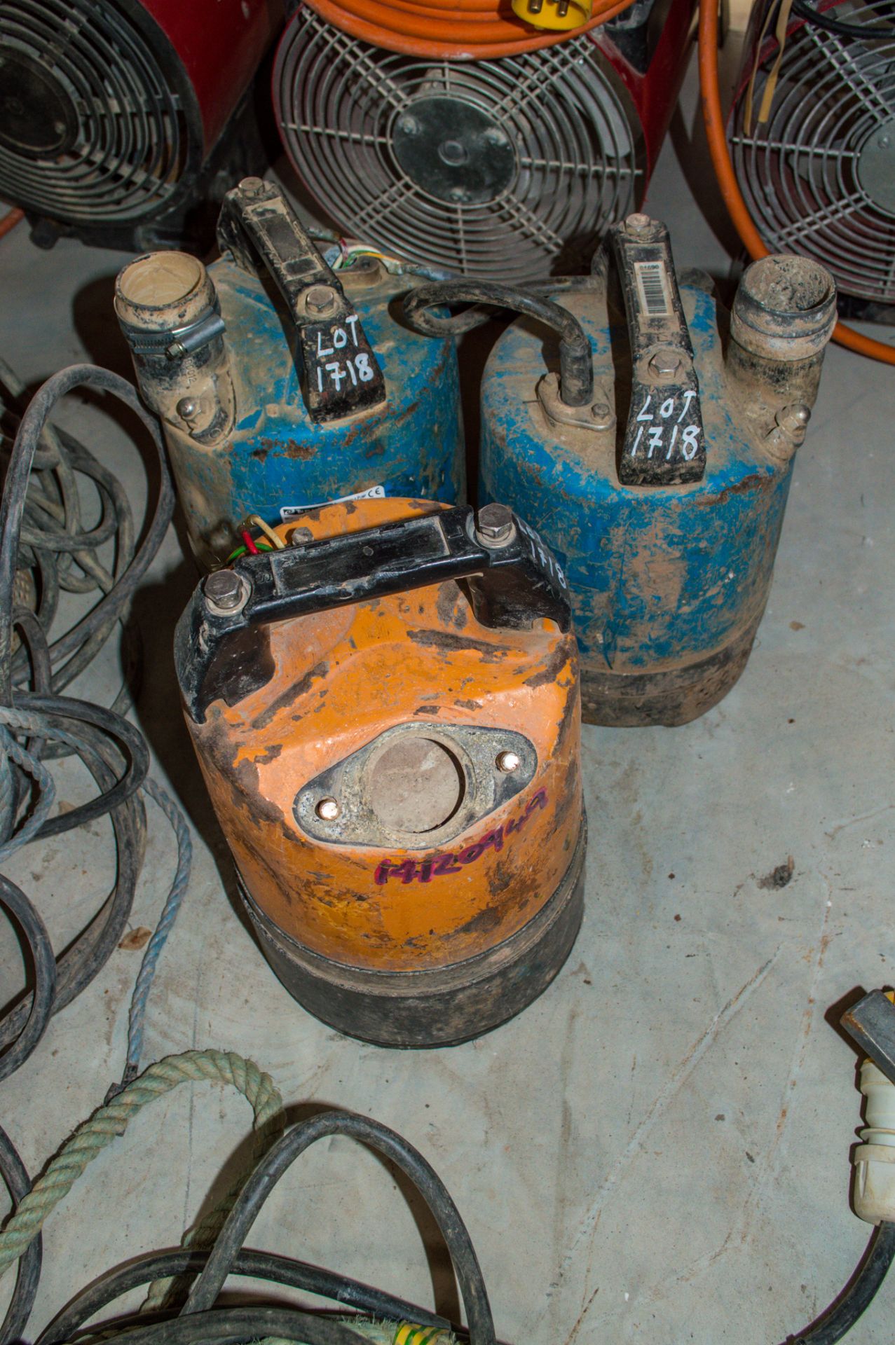 3 - 110v submersible water pumps ** All with cords cut off **