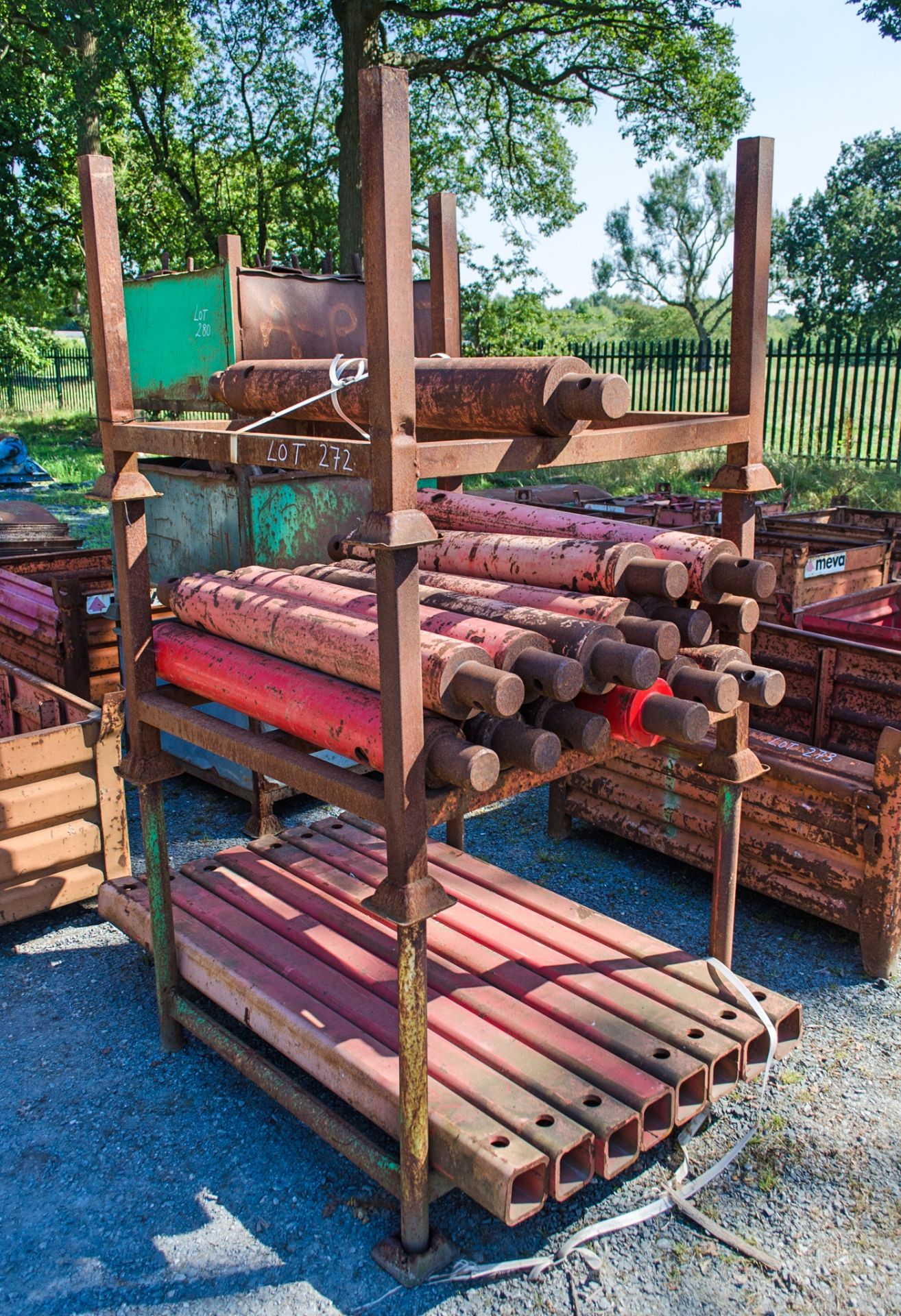 3 - stillage and contents of approximately 15 trench box rams and trench box props