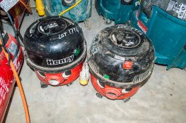 2 - Numatic Henry vacuum cleaners ** 1 x 240v and 1 x 110v. (240v has cord cut off) ** 2320630,
