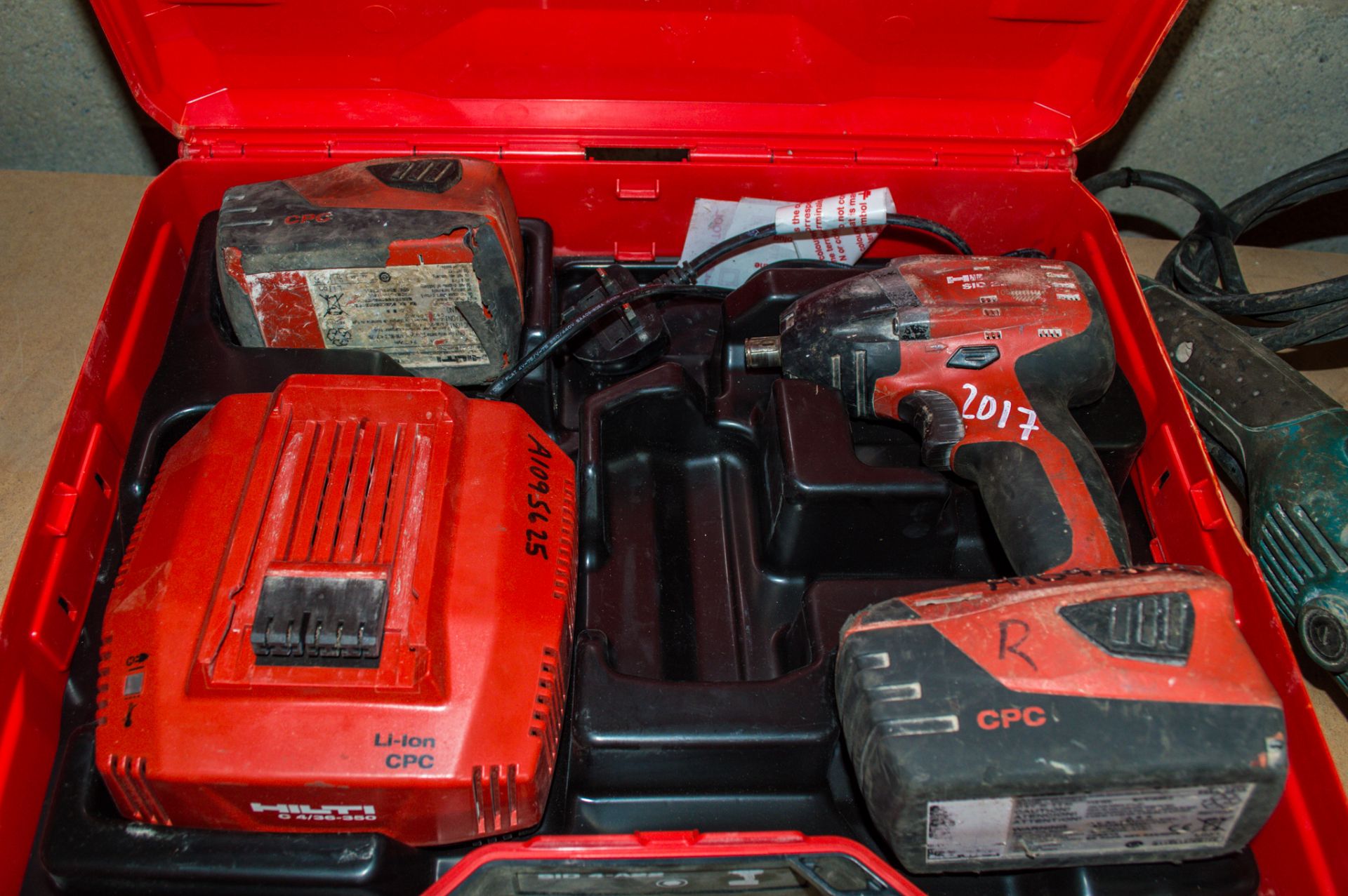Hilti SID4-A22 22v cordless 1/2 inch drive impact gun c/w 2 batteries, charger and carry case