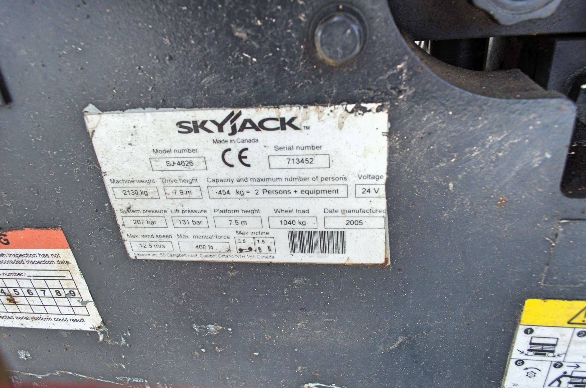 Skyjack SJ4626 battery electric scissor lift Year: 2005 S/N: 713452 R1332 - Image 10 of 10