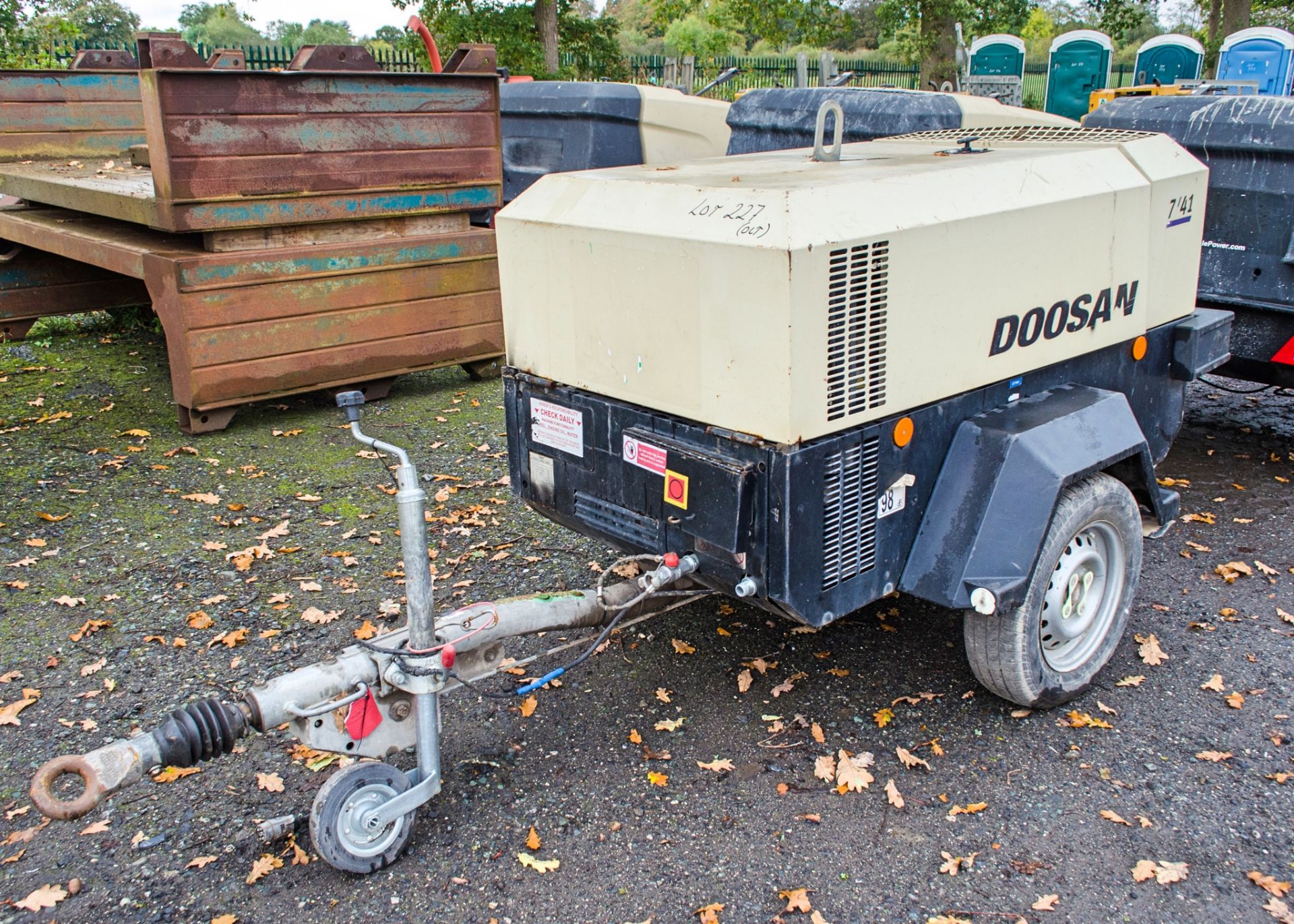 Doosan 741 diesel driven fast tow mobile air compressor Year: 2016 S/N: 434155 Recorded Hours: