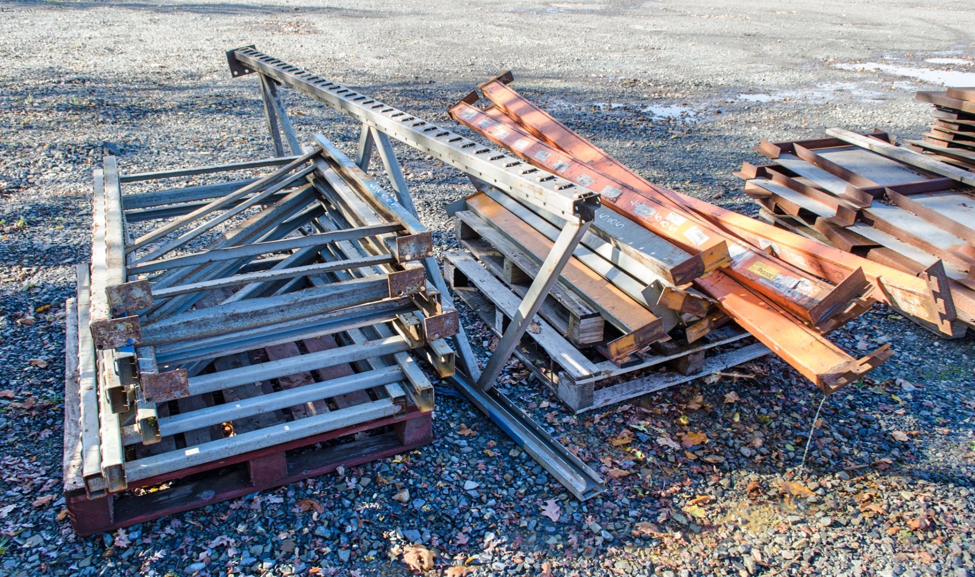 Steel pallet racking Comprising of: 9 - end frames & 12 - cross beams