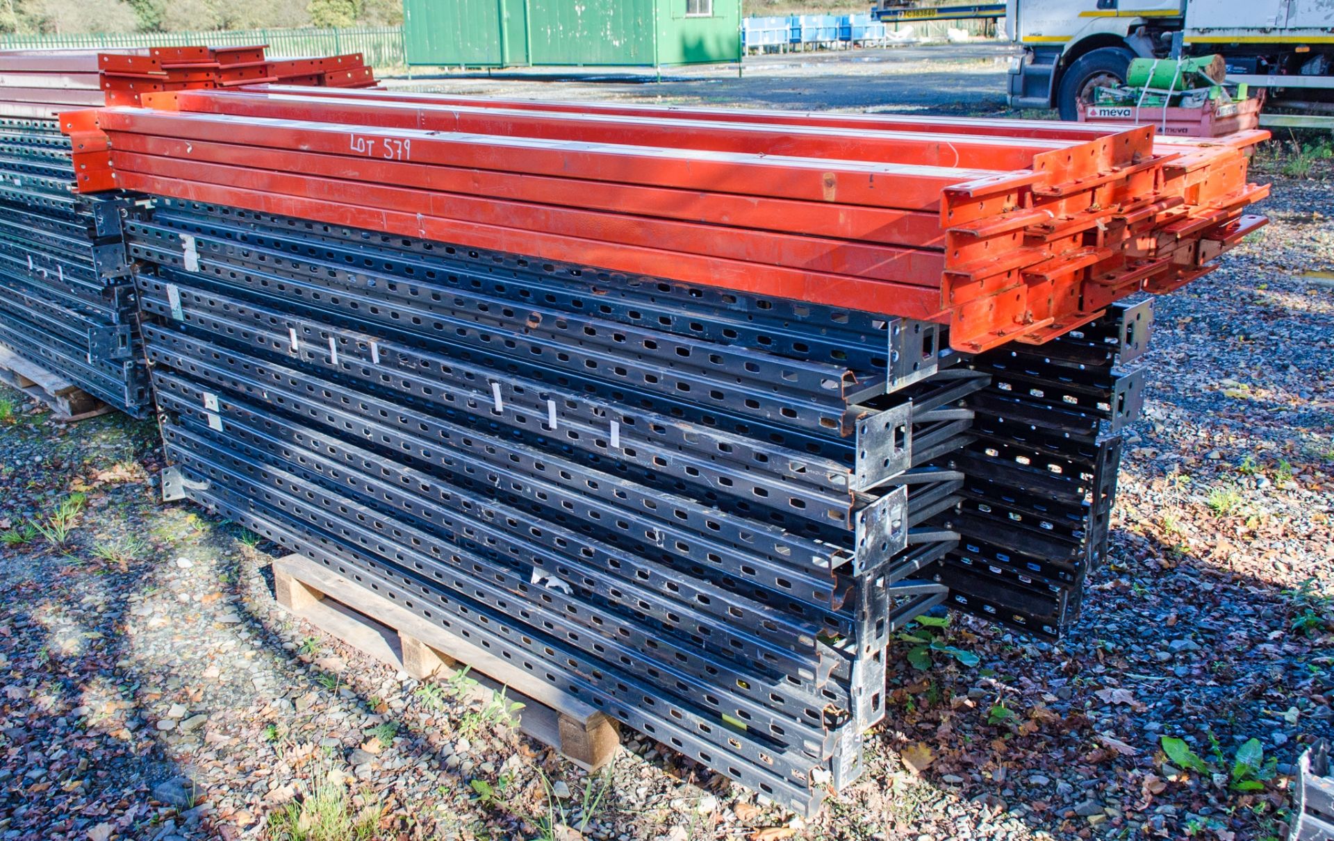 Steel pallet racking Comprising of: 12 - end frames & 22 - cross beams End Frames: 240cm high x 90cm - Image 2 of 2