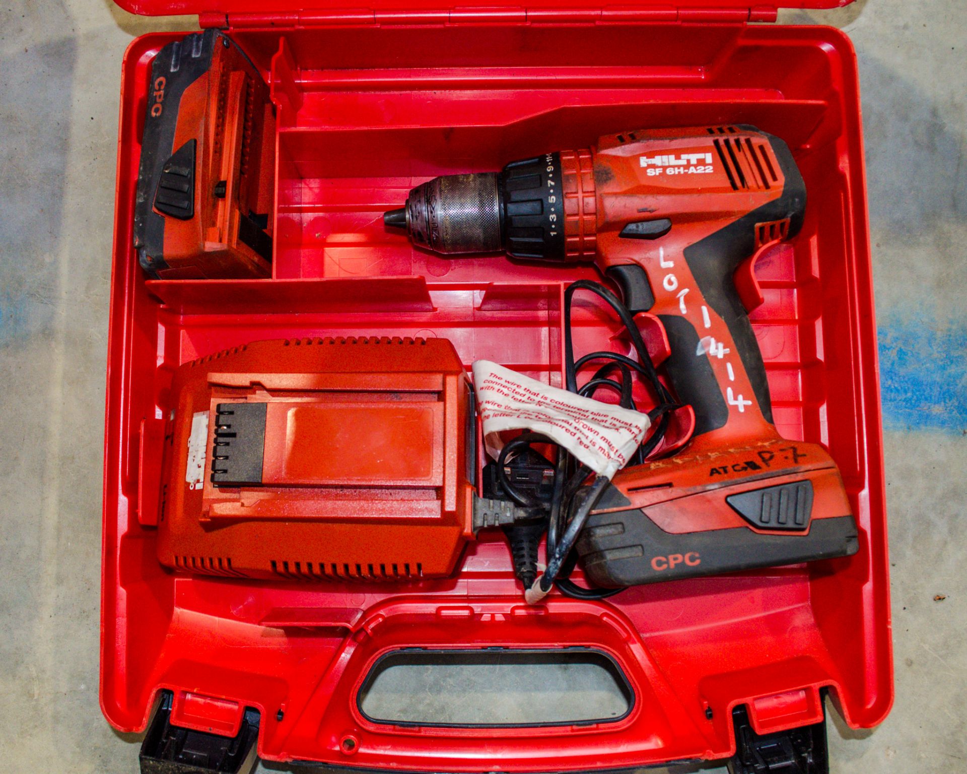 Hilti SF 6H-A22 22v cordless drill c/w 2 batteries, charger and carry case A955279