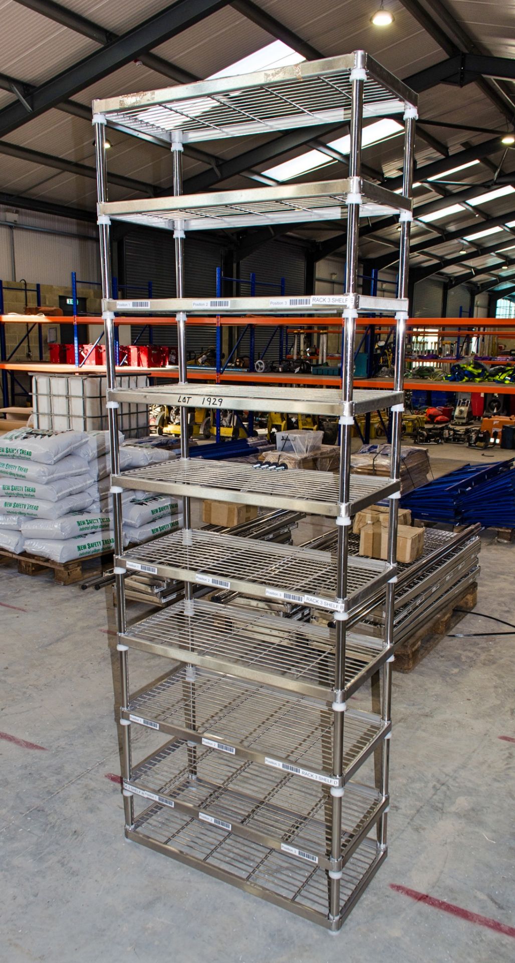 Stainless steel shelving unit with 10 shelves 220 cm high x 75 cm wide x 40 cm deep