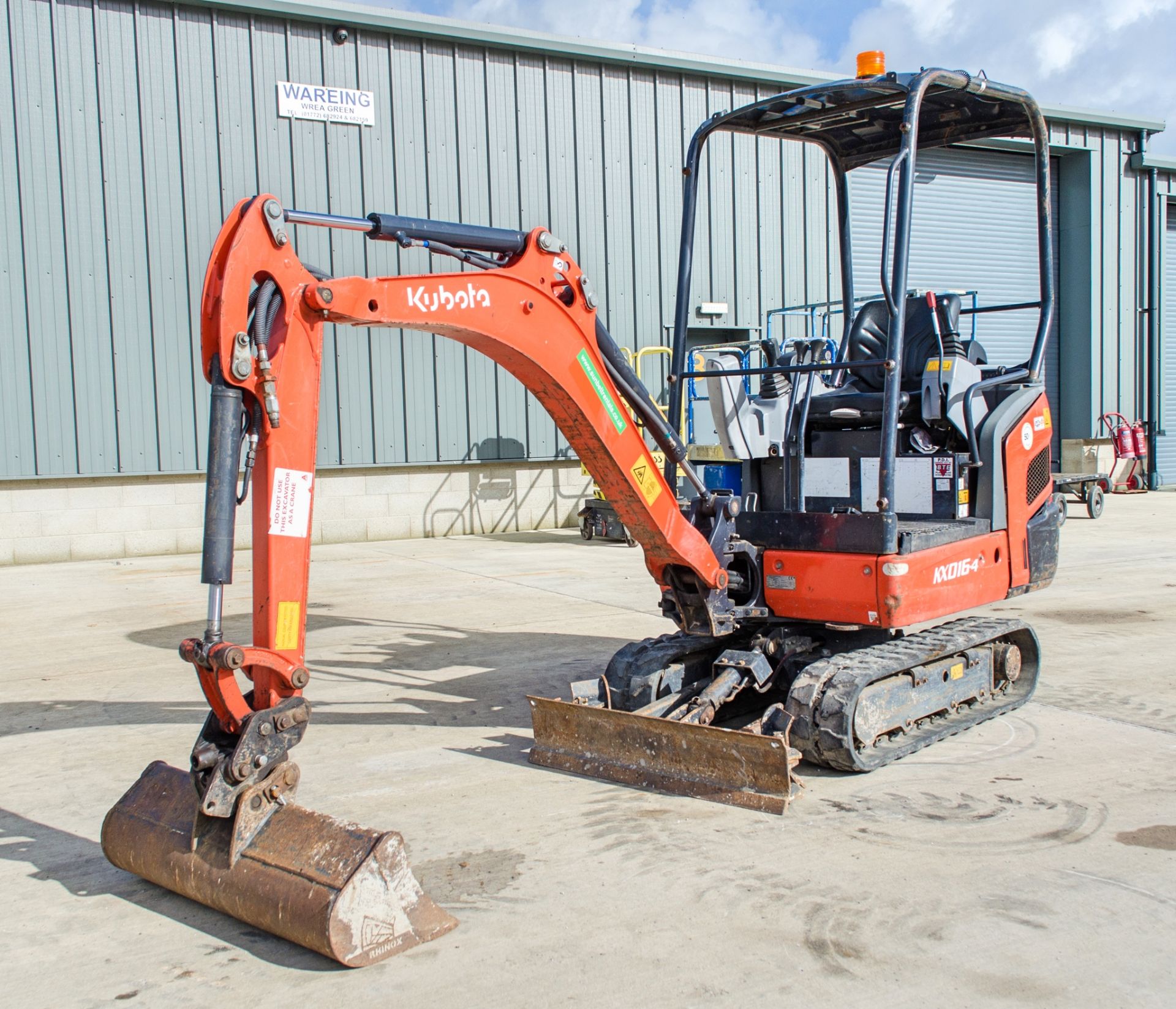 Kubota KX016-4 1.5 tonne rubber tracked mini excavator Year: 2016 S/N: 60127 Recorded Hours: 1308