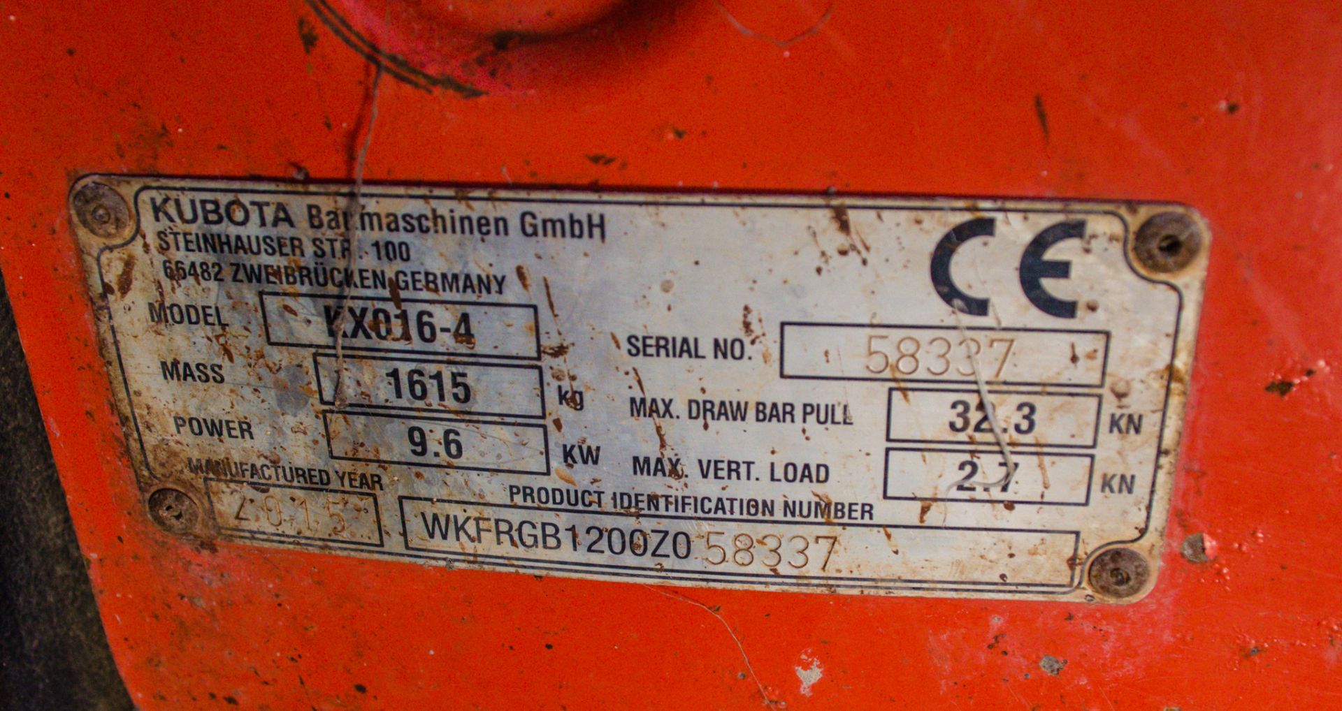 Kubota KX016-4 1.6 tonne rubber tracked mini excavator Year: 2015 S/N: 58337 Recorded Hours: 1792 - Image 19 of 19
