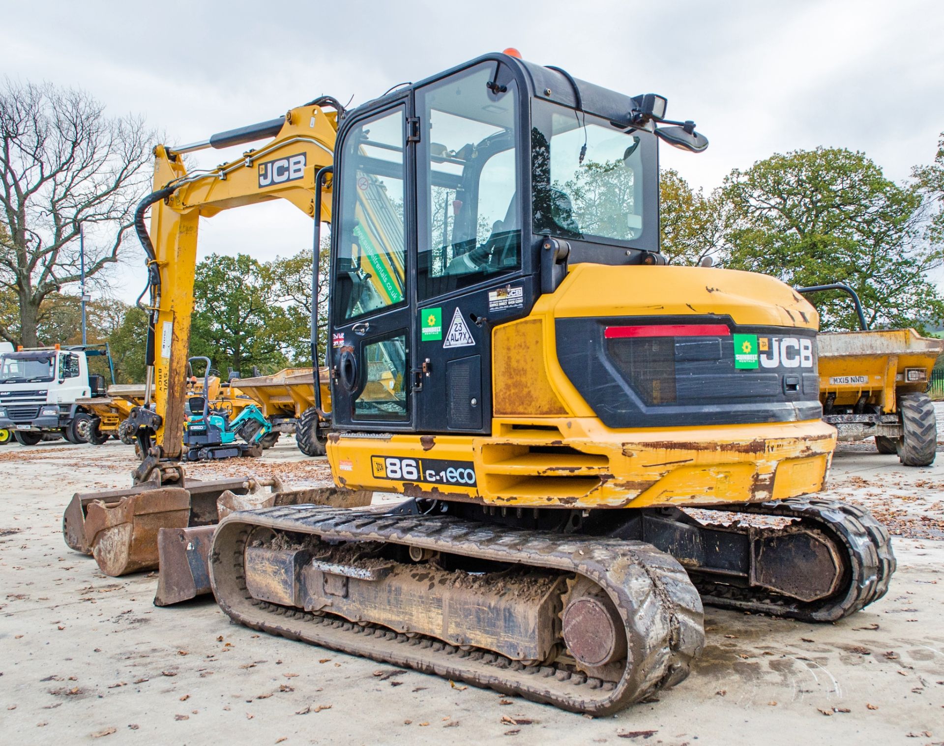 JCB 86C-1 Eco 8.5 tonne rubber tracked excavator Year: 2015 S/N: 2249986 Recorded Hours: 3918 blade, - Image 4 of 23