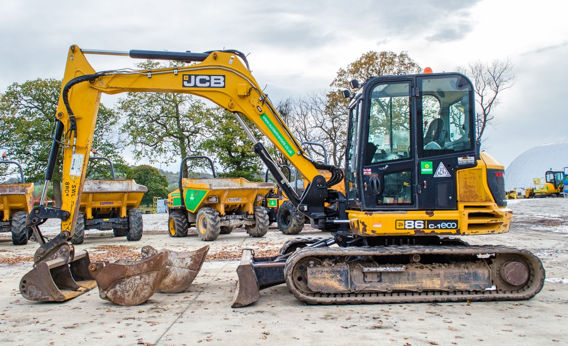 JCB 86C-1 Eco 8.5 tonne rubber tracked excavator Year: 2015 S/N: 2249986 Recorded Hours: 3918 blade, - Image 7 of 23