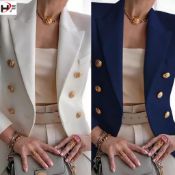 120 Double Breasted Ladies Blazers with Gold Buttons in Small, Medium and Large - Navy And White