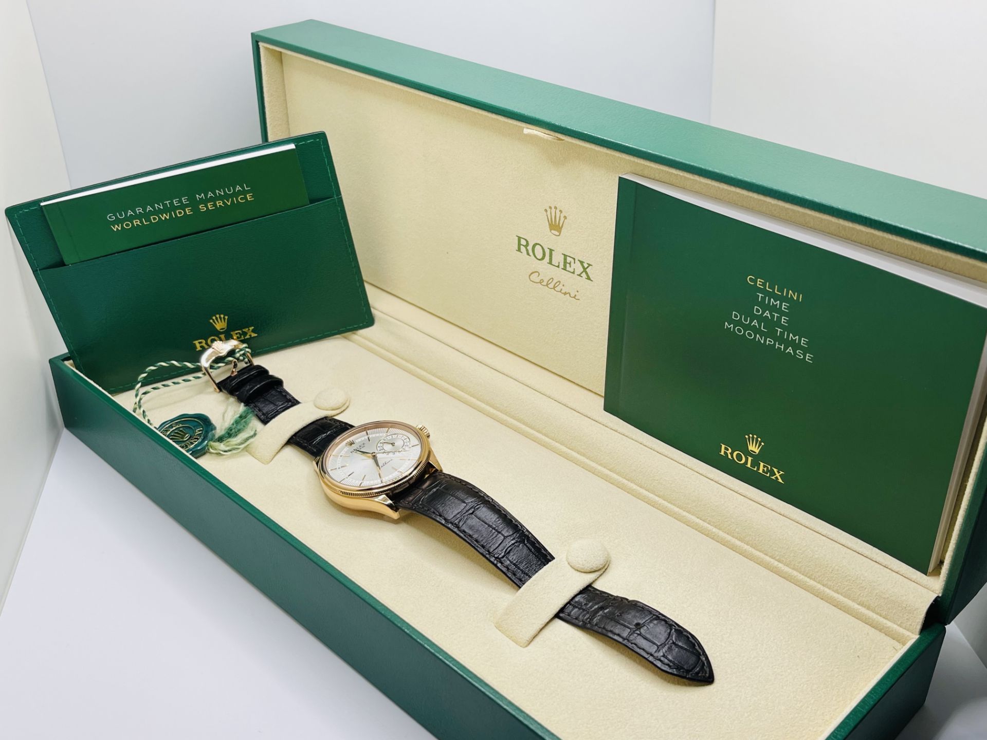 Rolex Cellini Date Everose Gold Silver Dial 39mm - Alligator Bracelet - Brand New 2022 - Unworn - Image 14 of 23