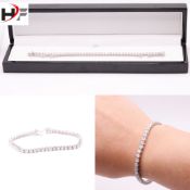 Brand New 9.0 Carat 18ct White Gold Tennis Bracelet set with Round Brilliant Cut Diamonds