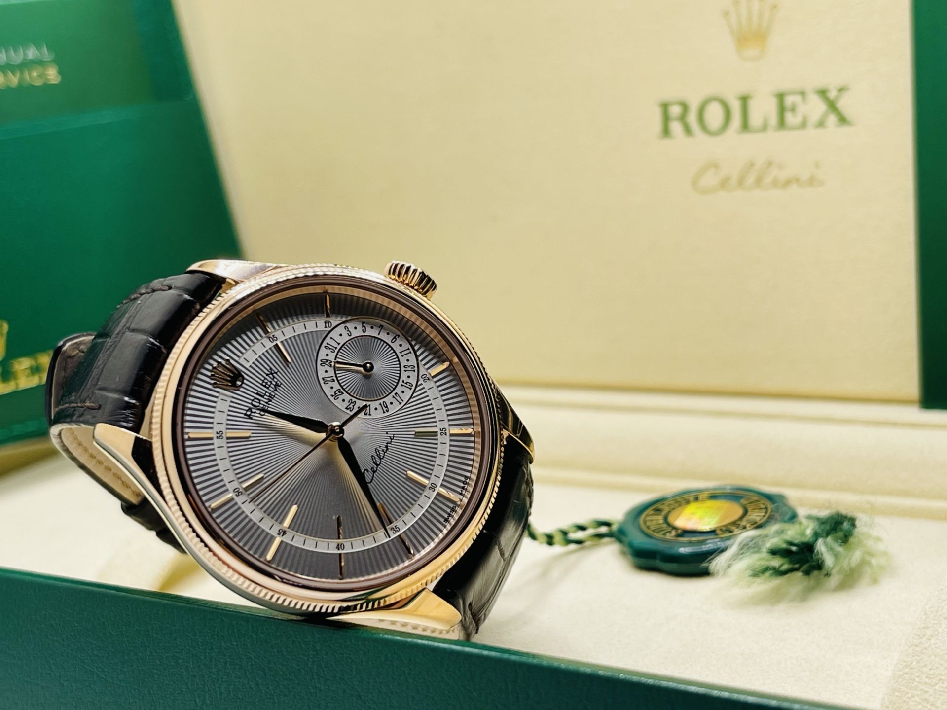 Rolex Cellini Date Everose Gold Silver Dial 39mm - Alligator Bracelet - Brand New 2022 - Unworn - Image 19 of 23