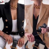 120 Double Breasted Ladies Blazers With Gold Buttons in Small, Medium and Large - in Black and Tan