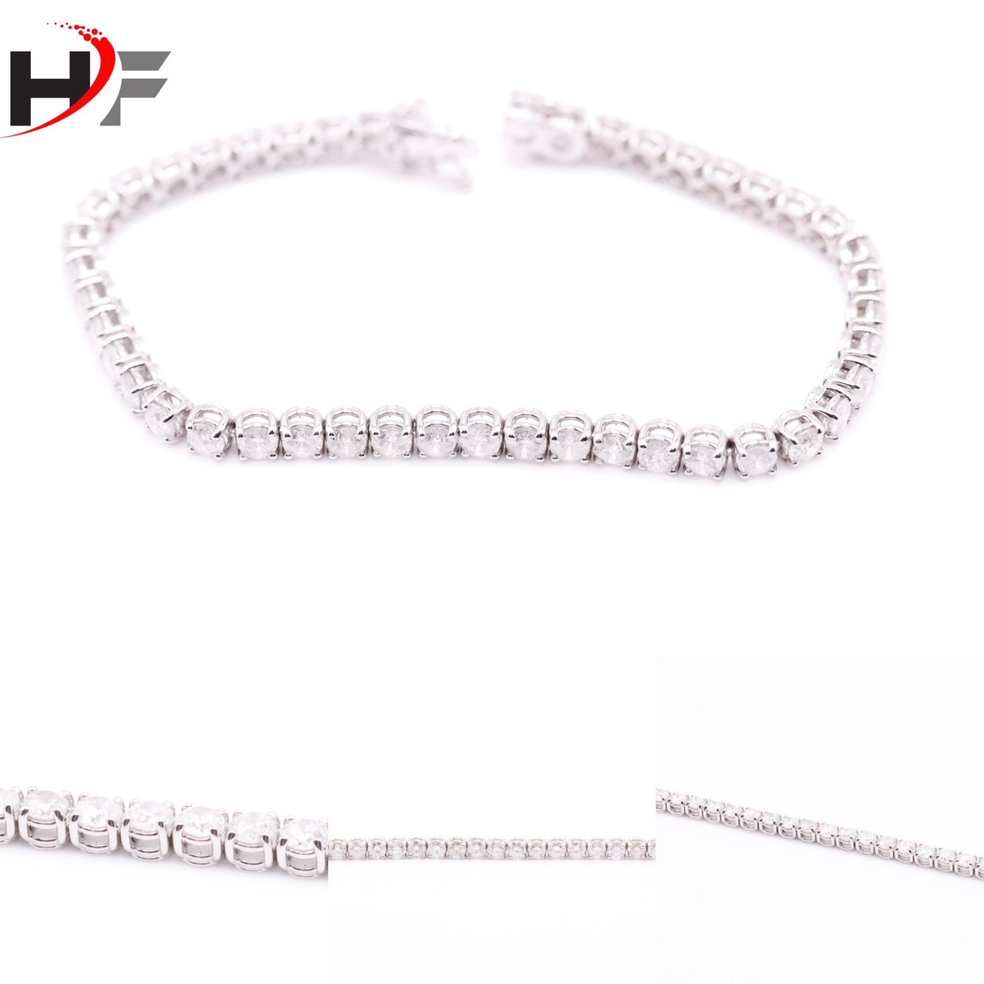 Brand New 9.0 Carat 18ct White Gold Tennis Bracelet set with Round Brilliant Cut Natural Diamonds - Image 2 of 12