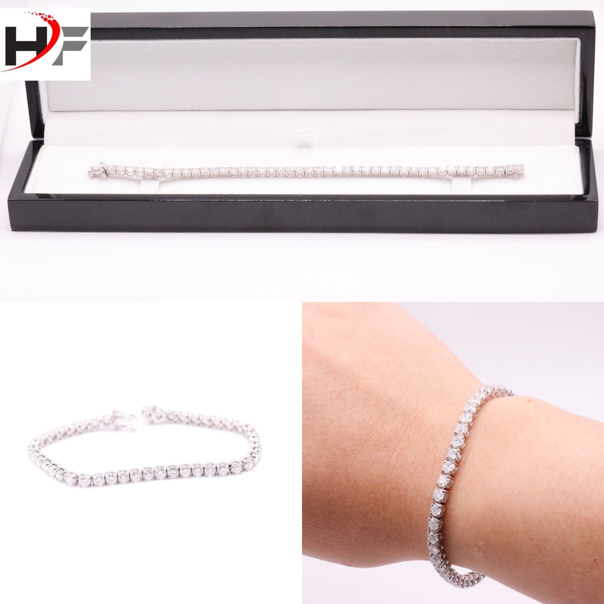 Brand New 9.0 Carat 18ct White Gold Tennis Bracelet set with Round Brilliant Cut Natural Diamonds