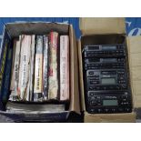 4- Mk5 and Mk6 Ford Escort radios with codes and box of assorted car technical data books