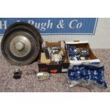 3- Boxes of assorted Rolls Royce and Bentley parts to include Bentley hubcaps