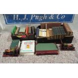 Large quantity of motoring books and pair of vintage car wooden bookends