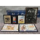 Assorted framed motoring posters to include Mobilgas