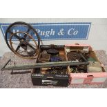 Quantity of vintage and classic car spares to include steering wheels, wind screen frames etc