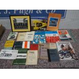 Box of assorted car and motorcycle literature to include Norton, BSA and Triumph