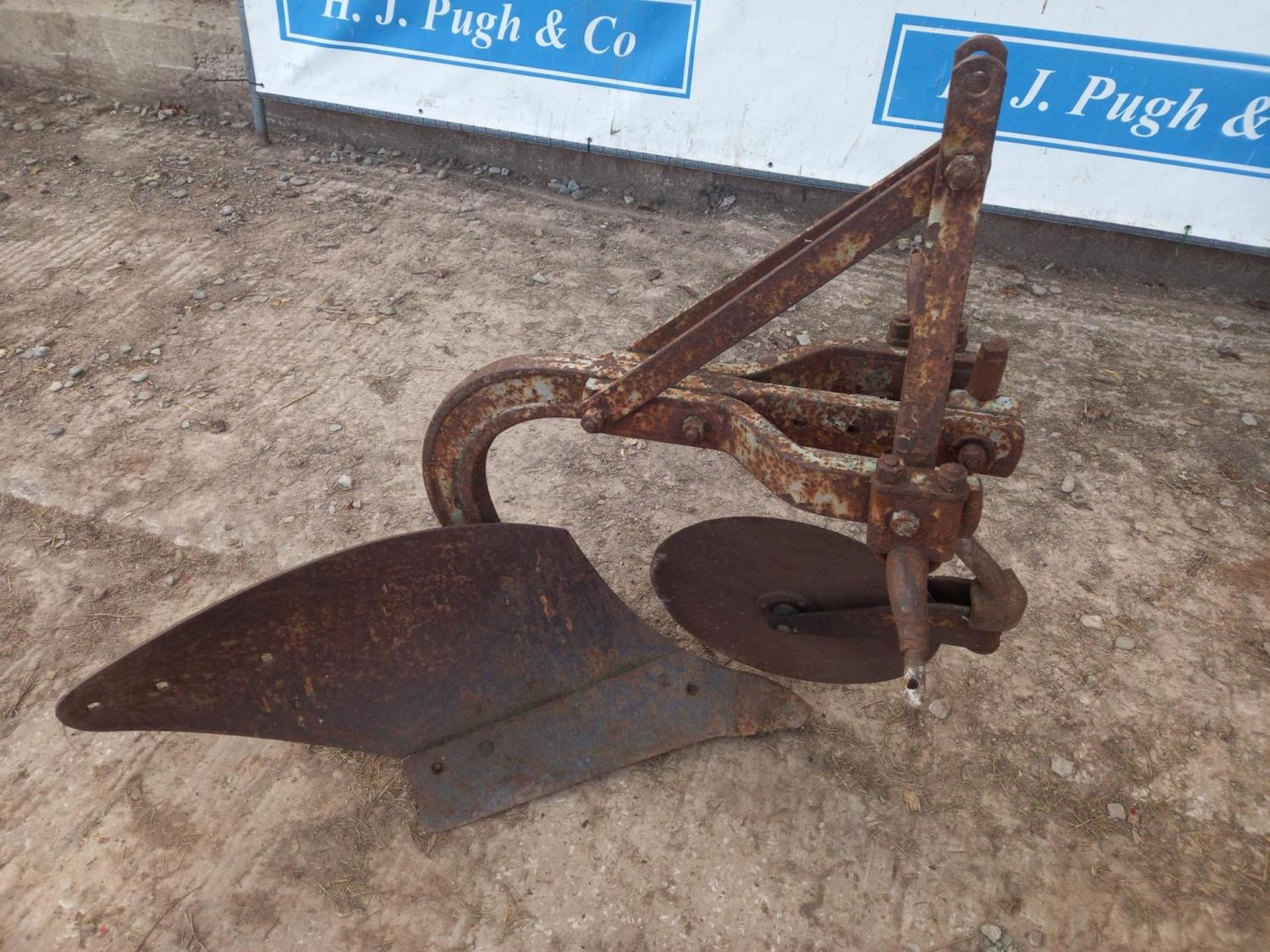 Ferguson single furrow plough, badge damaged
