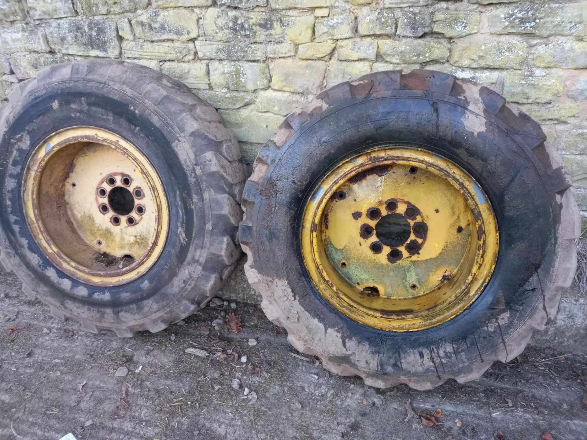 Pair of Ford Industrial wheels and tyres