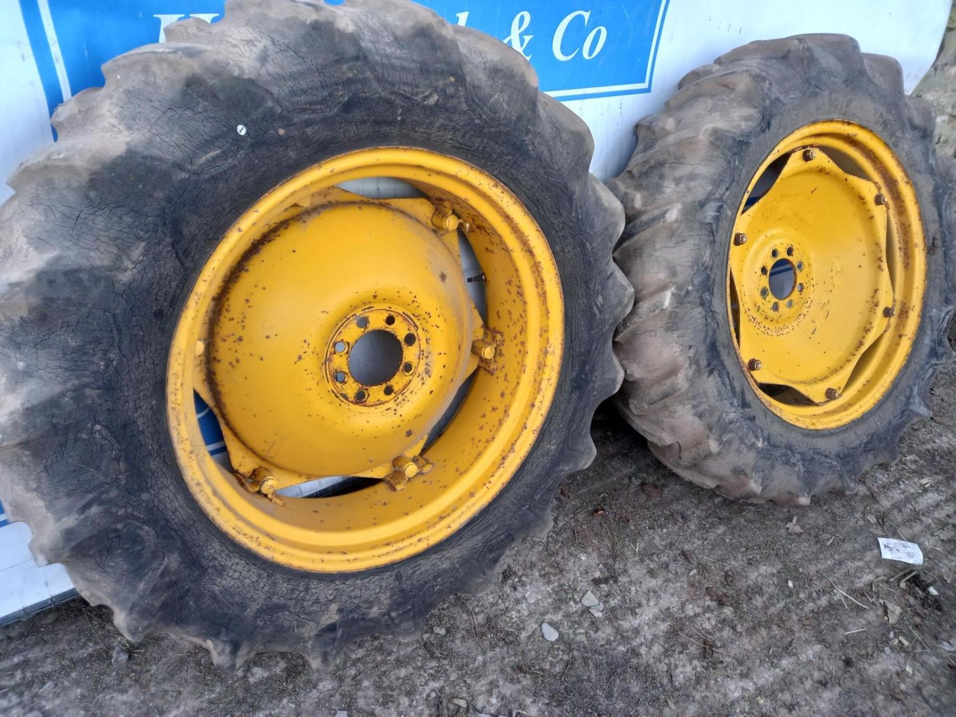 Pair of 12.4-28 wheels and tyres