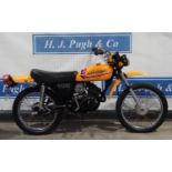 Kawasaki G5 motorcycle. 100cc. 1973. Frame No. G5-037643. Engine No. G5E-37674. Reg. WWE 715L. V5