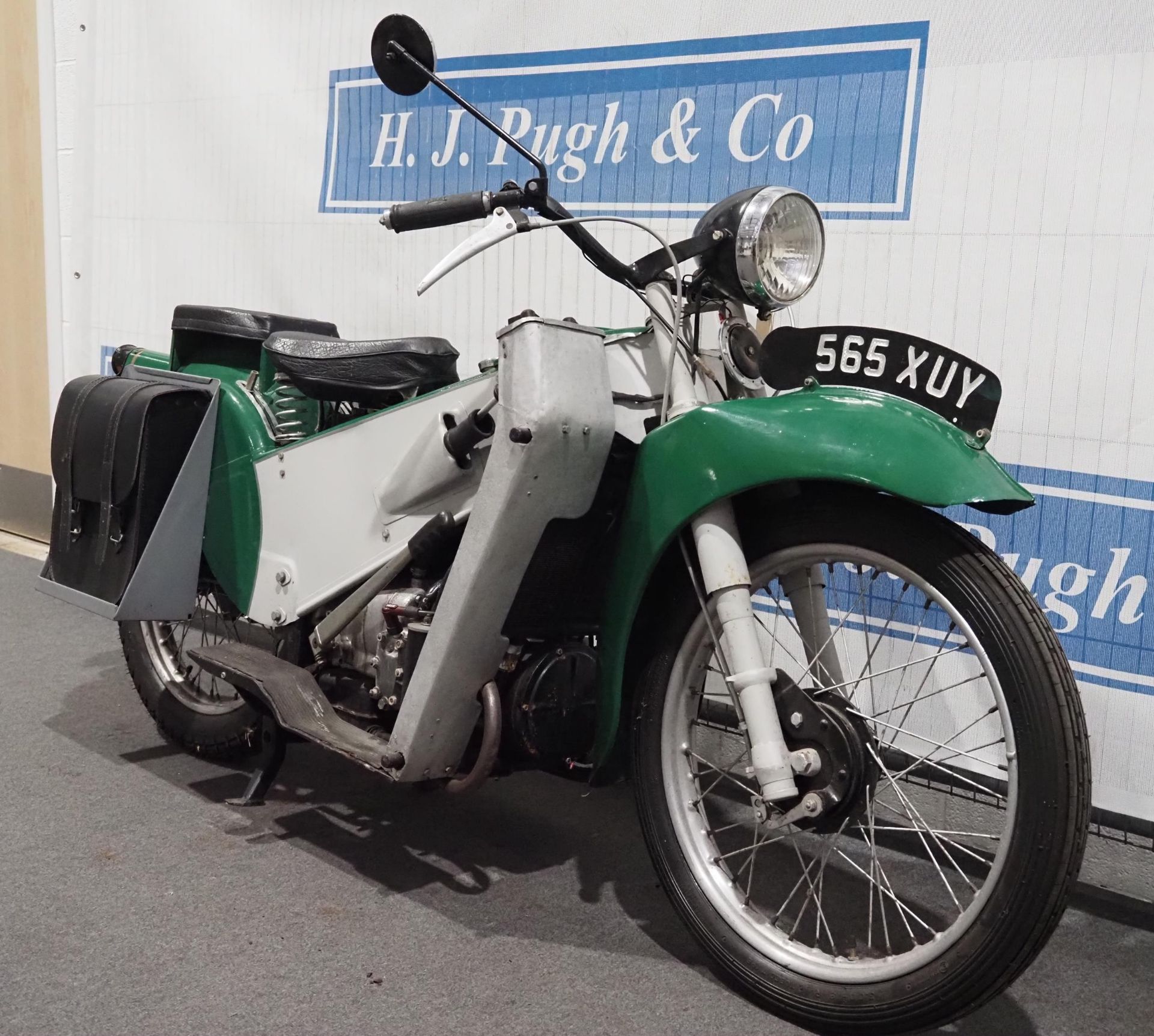 Velocette LE motorcycle. 149cc. 1950. Reg. 565 XUY. Part of V5