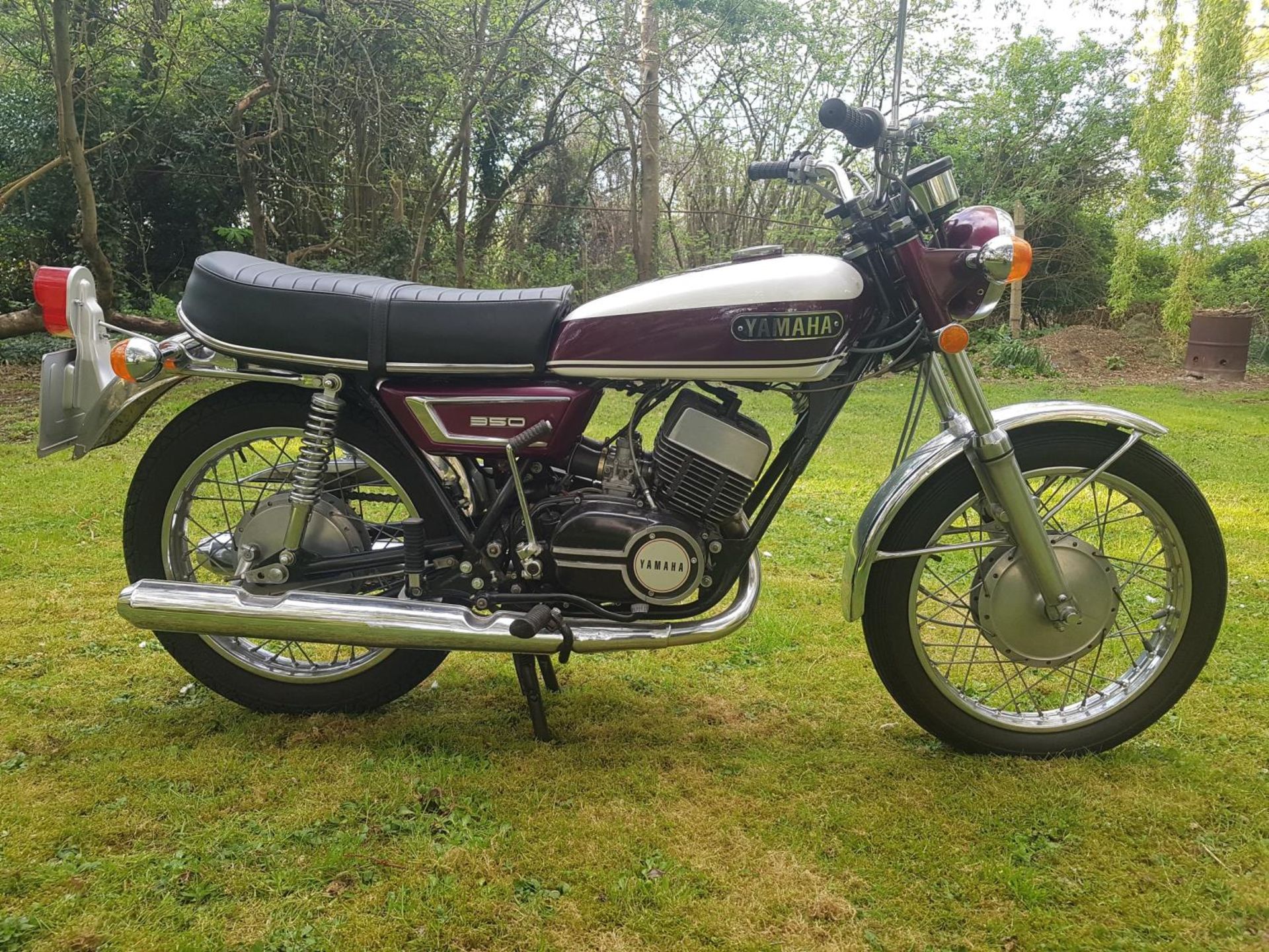 Yamaha YR5 motorcycle. 350cc. 1971. Matching numbers. Frame no.R5020669. Engine no. R5020669.