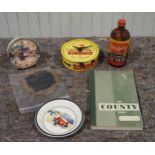 Quantity of automobilia collectibles to include Maserati ashtray, race car clock etc