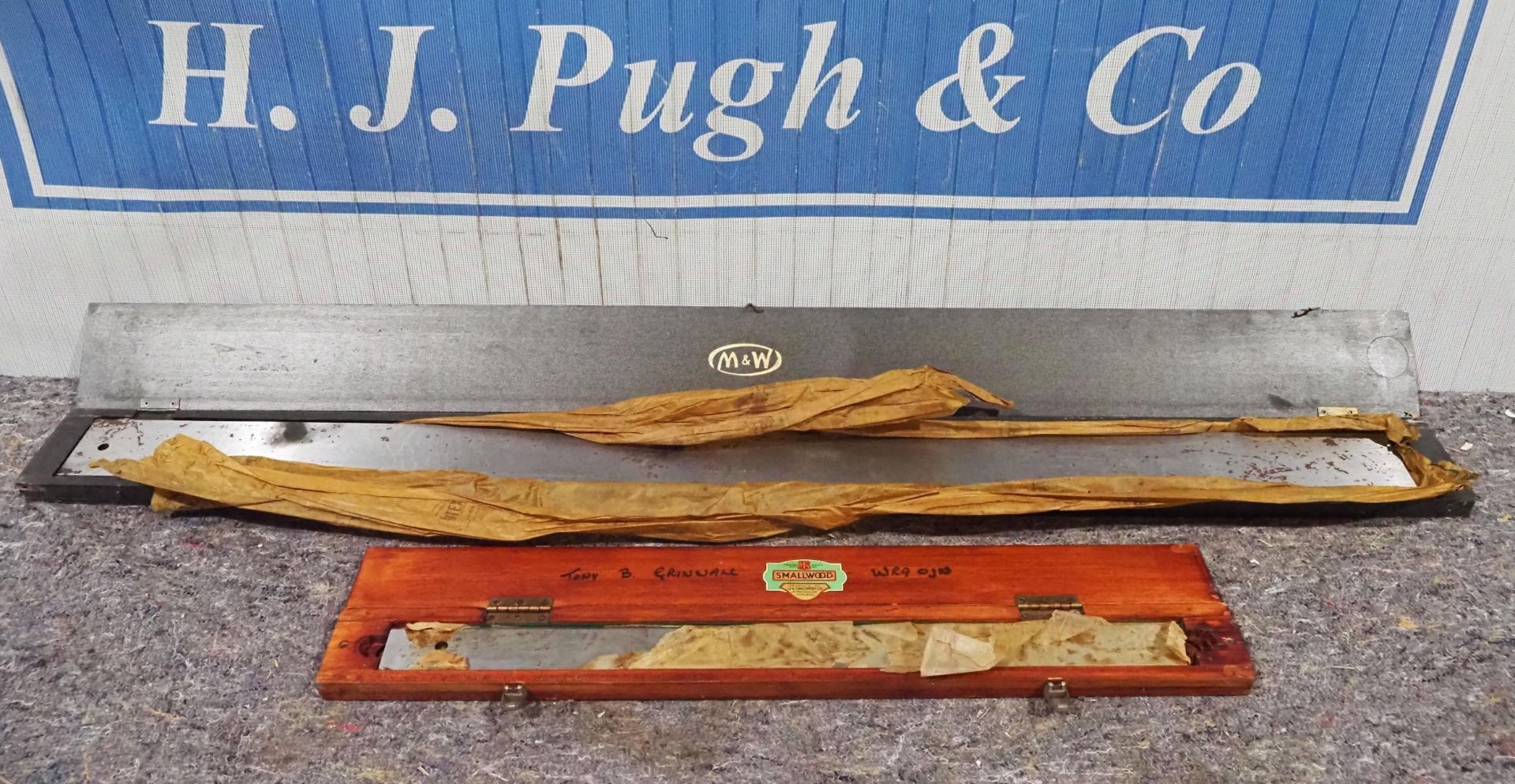 Moor & Wright heavy duty engineers straight edge and small wooden straight edge