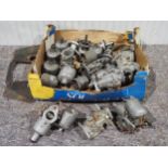 Box of assorted SU carburettor parts