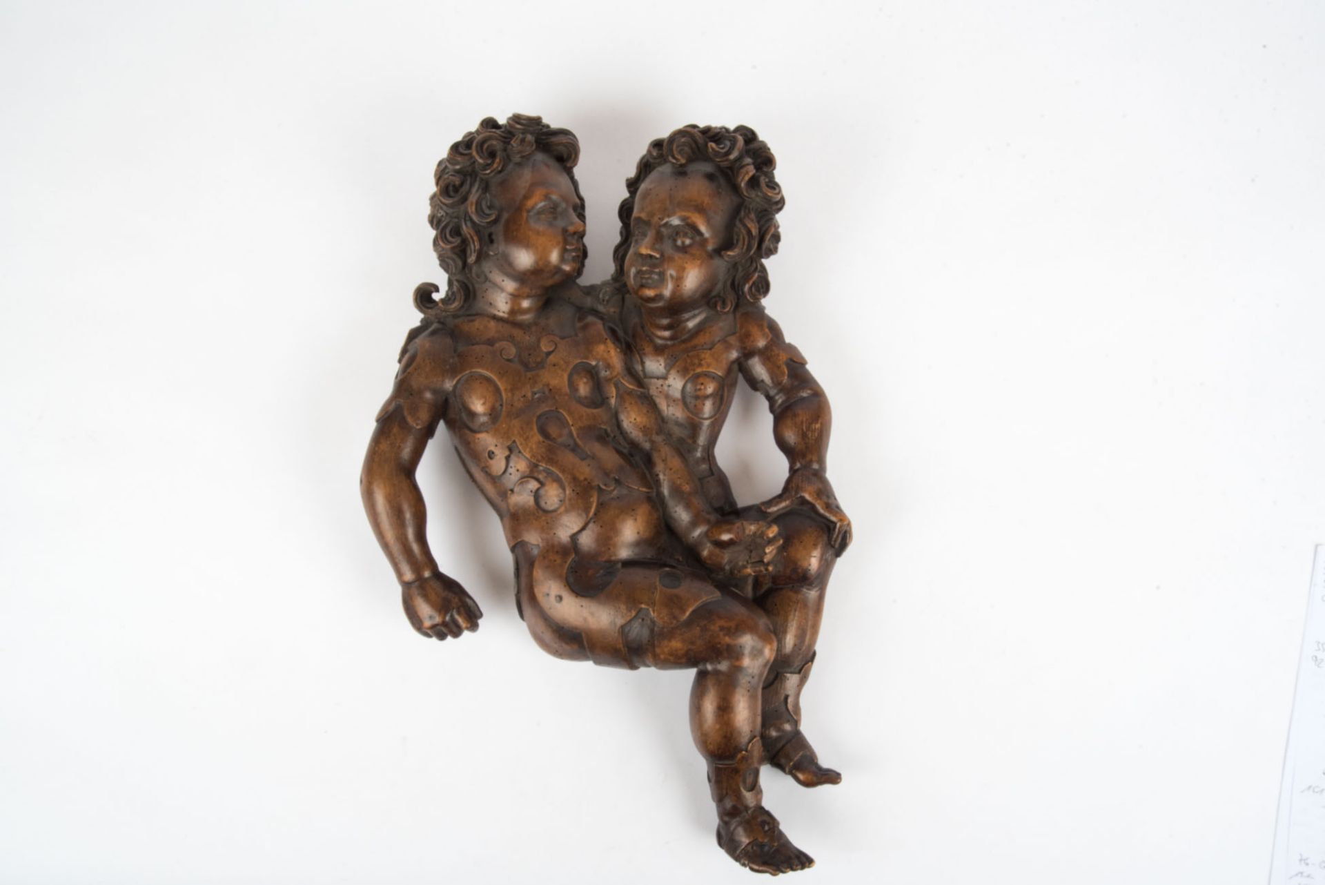 2-figurige Skulptur eines Puttenpaares, um 1680