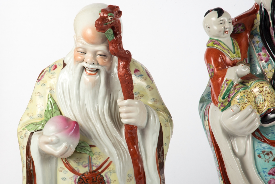 Porzellanfiguren- Set "Die drei Glücksgötter",Fu Lu Shou - Image 4 of 5