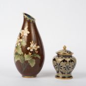 Vase und Deckeldose, Cloisonne-Email