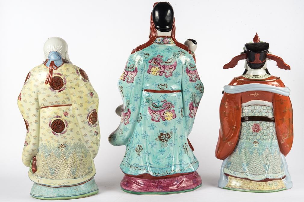 Porzellanfiguren- Set "Die drei Glücksgötter",Fu Lu Shou - Image 2 of 5