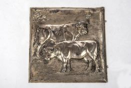Reliefplatte Bulle und Kuh