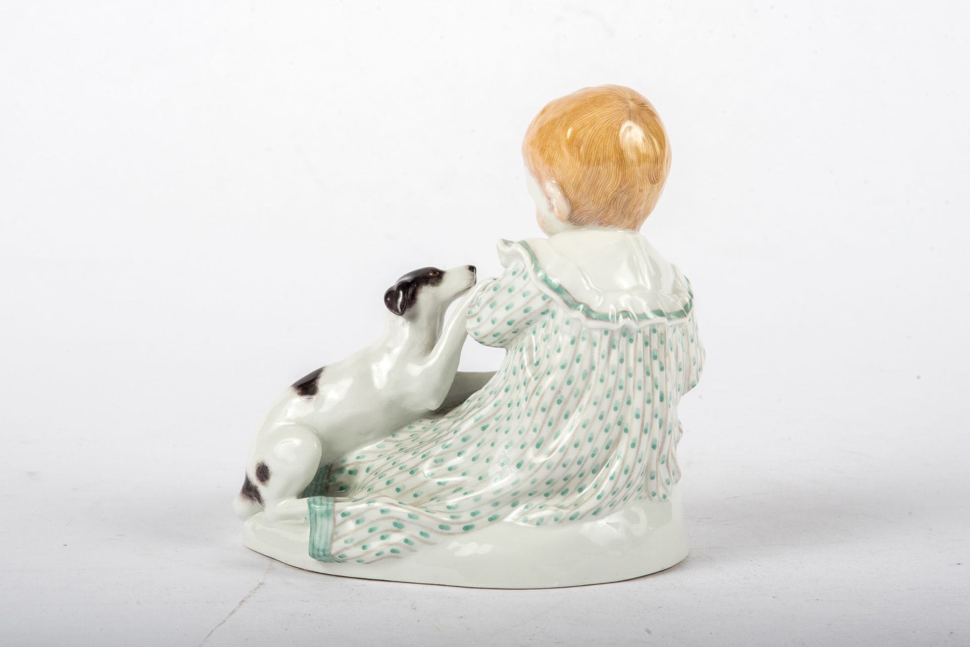 MEISSEN FIGUR  Kind mit Hund. Entwurf Paul Rumrich - Bild 2 aus 3