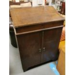 Antique Teachers Cabinet/Cupboard w/Bible Box Top - 112cm high by 76w by 46d