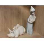 Beswick Pig & Piglet + Lladro Figure